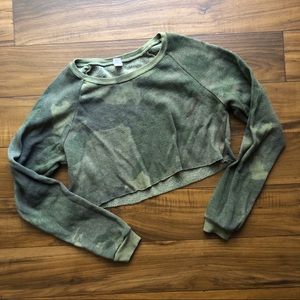 Camouflage Crew Neck Crop Top